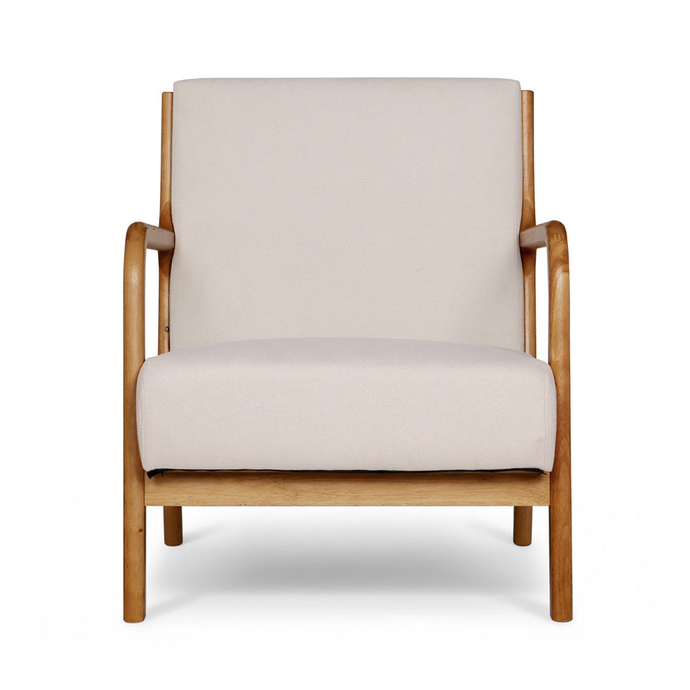 Artiss 2X Armchair Faux Fabric Beige 3