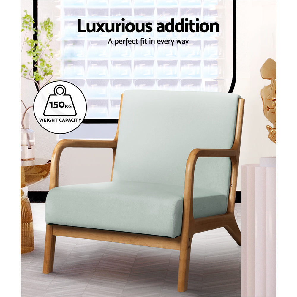 Artiss Armchair Fabric Grey Olive 4