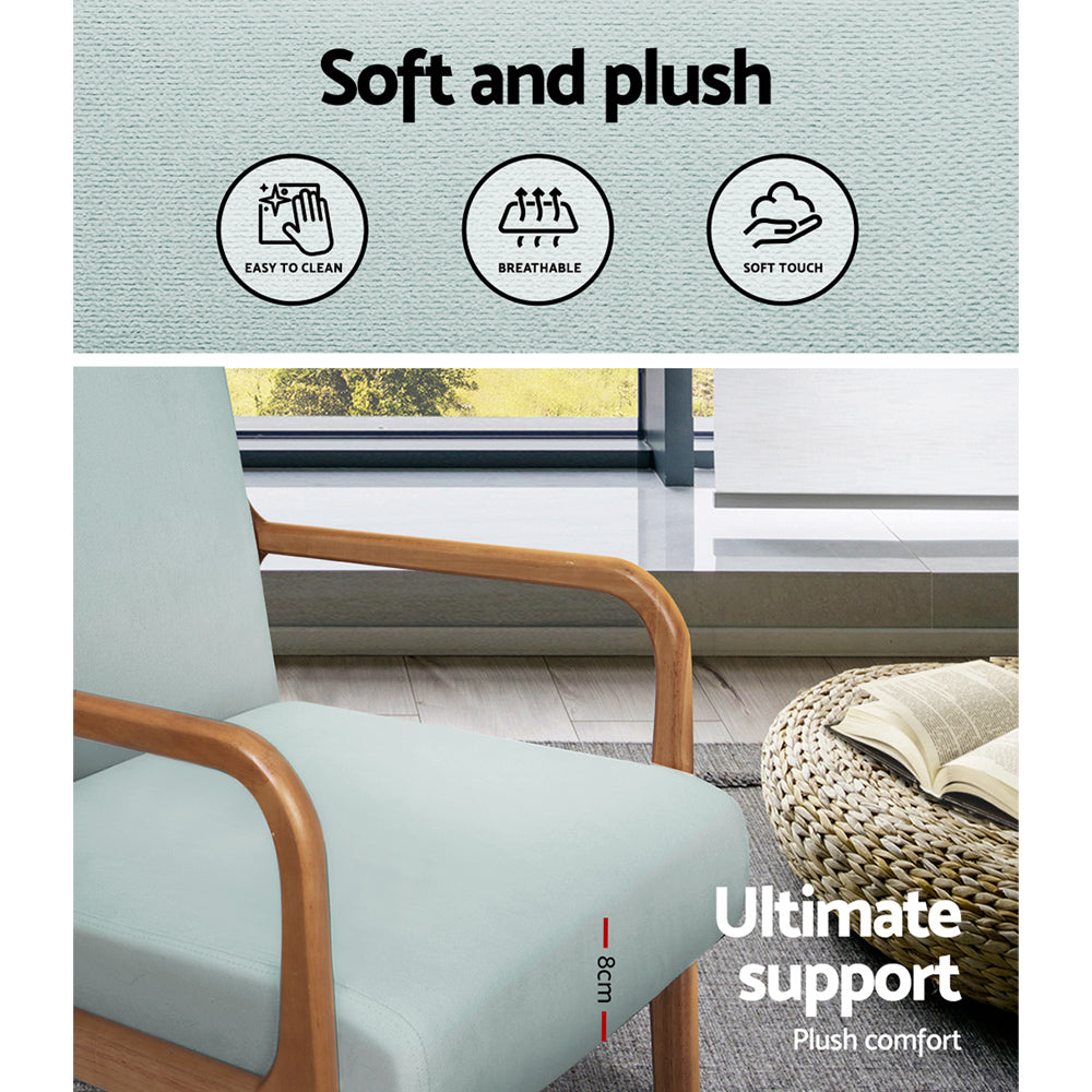 Artiss Armchair Fabric Grey Olive 6