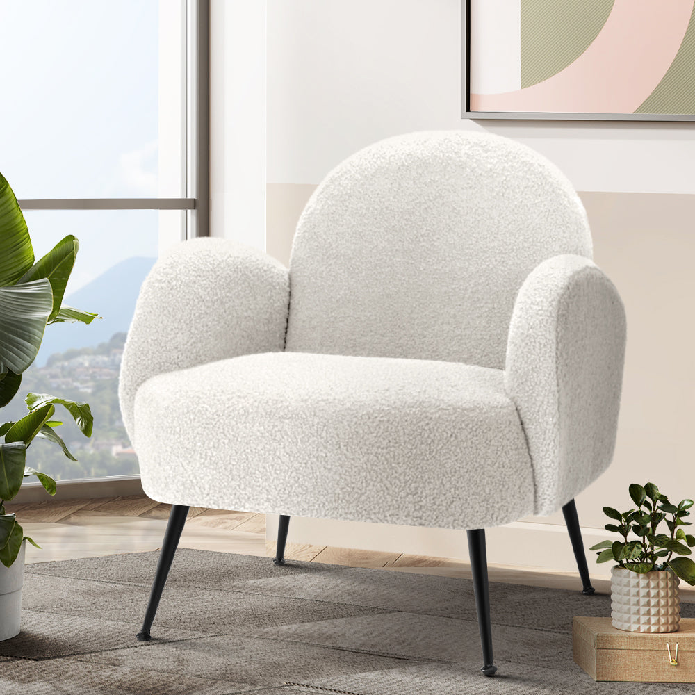 Artiss Armchair Boucle White Hanes 7