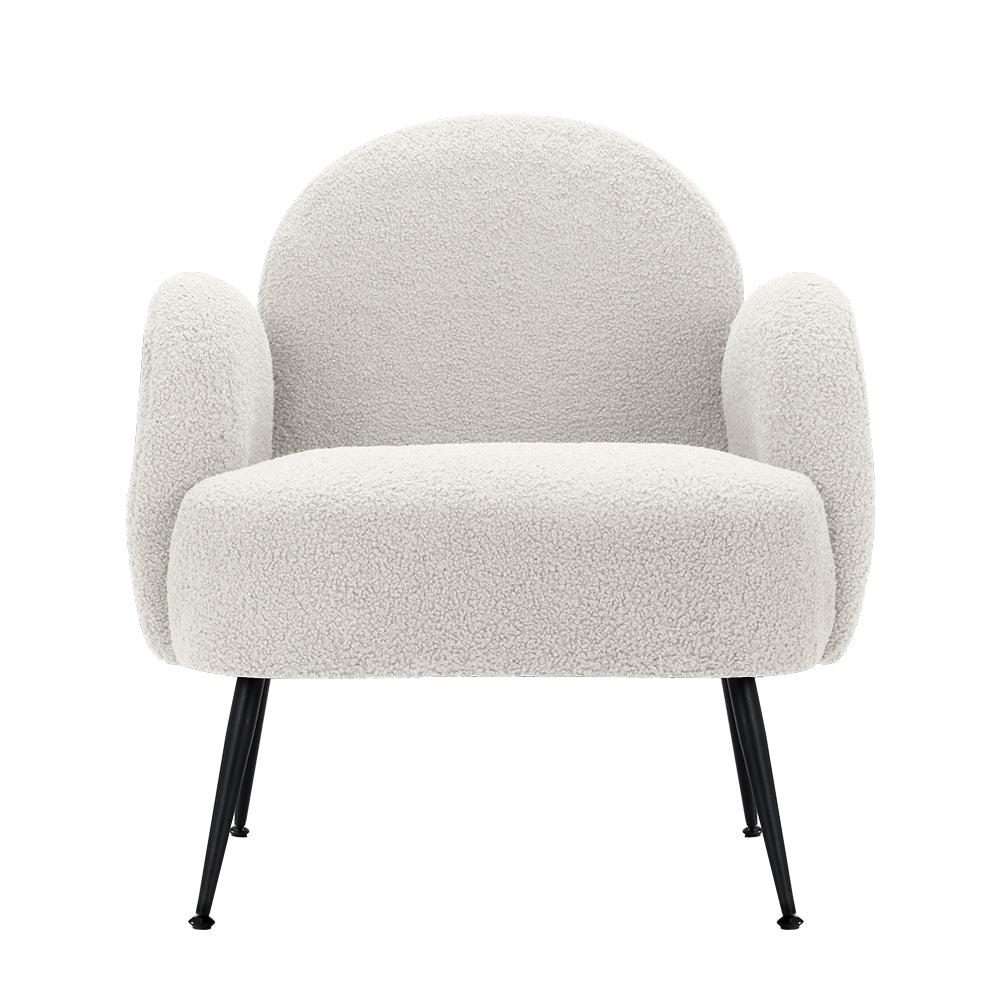 Artiss Armchair Boucle White Hanes 3