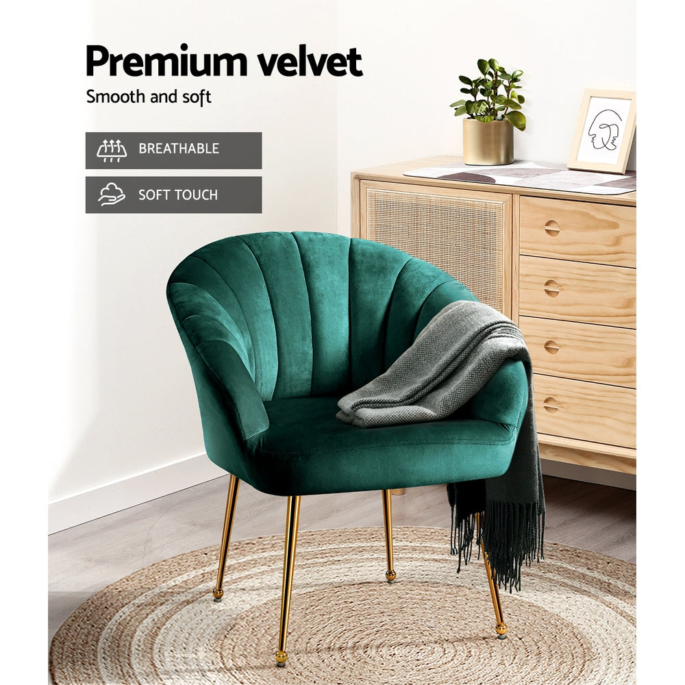 Artiss Armchair Velvet Green Eloise 4