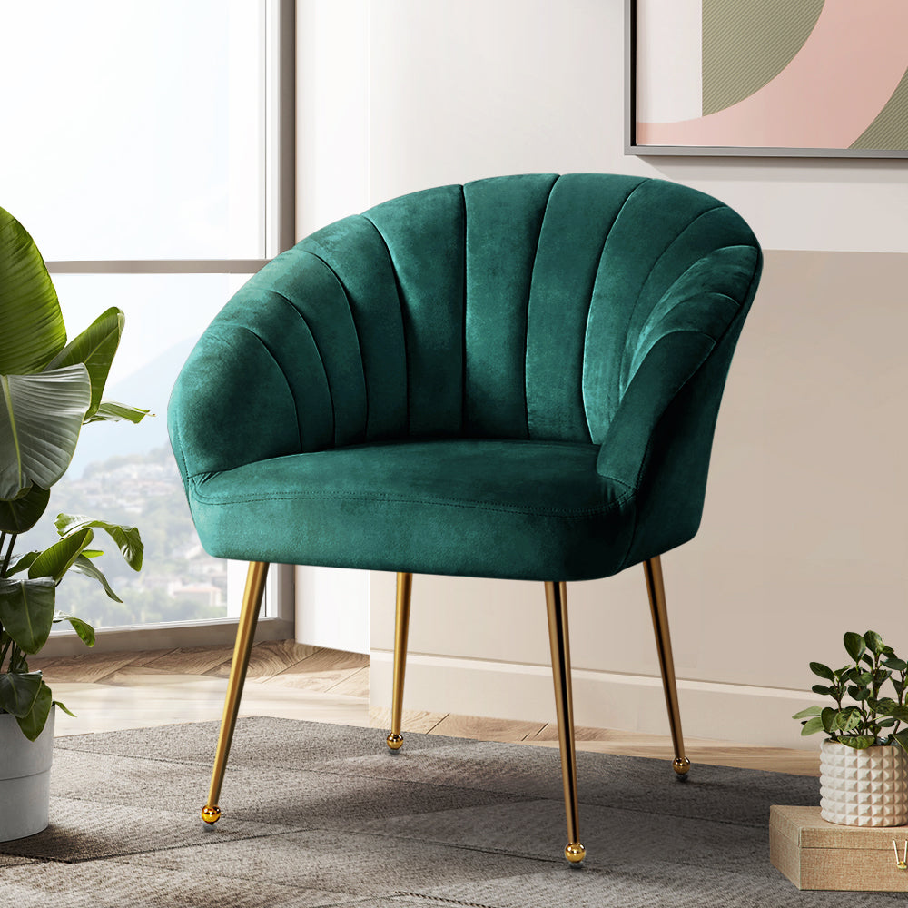 Artiss Armchair Velvet Green Eloise 7