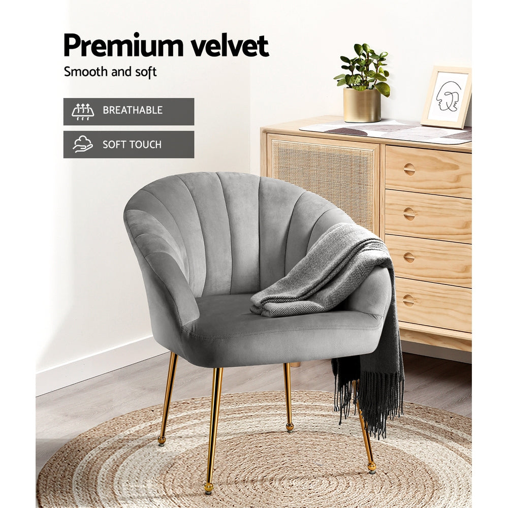 Artiss Armchair Velvet Grey Eloise 4