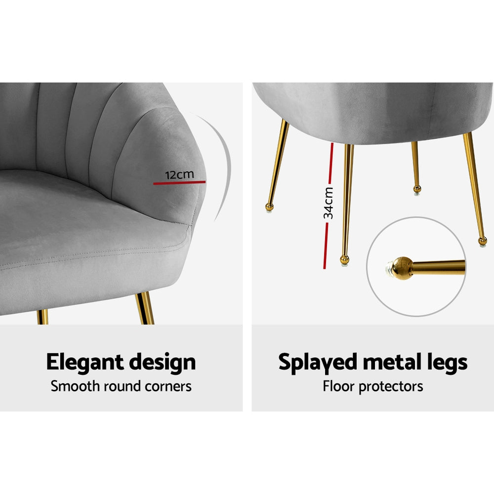 Artiss Armchair Velvet Grey Eloise 6
