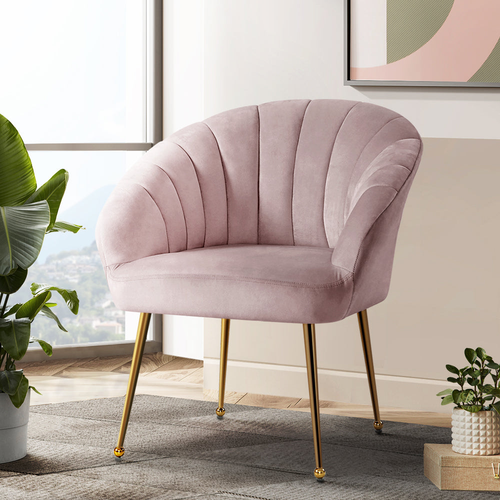 Artiss Armchair Velvet Pink Eloise 7