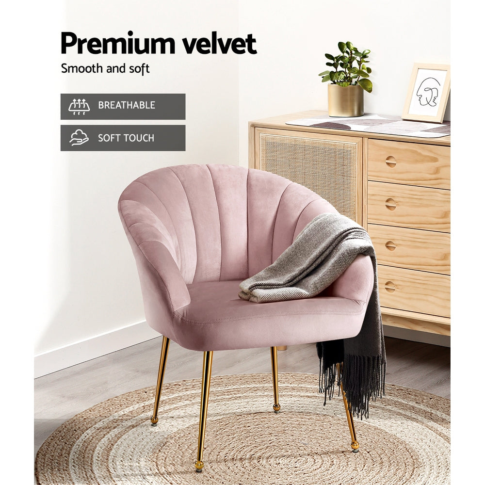 Artiss Armchair Velvet Pink Eloise 4