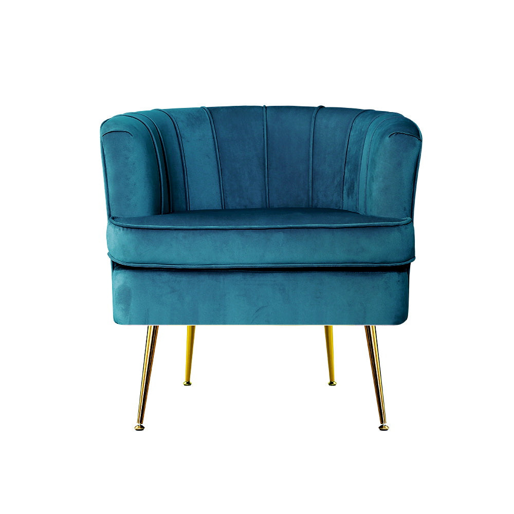Artiss Armchair Velvet Blue Norvia 3