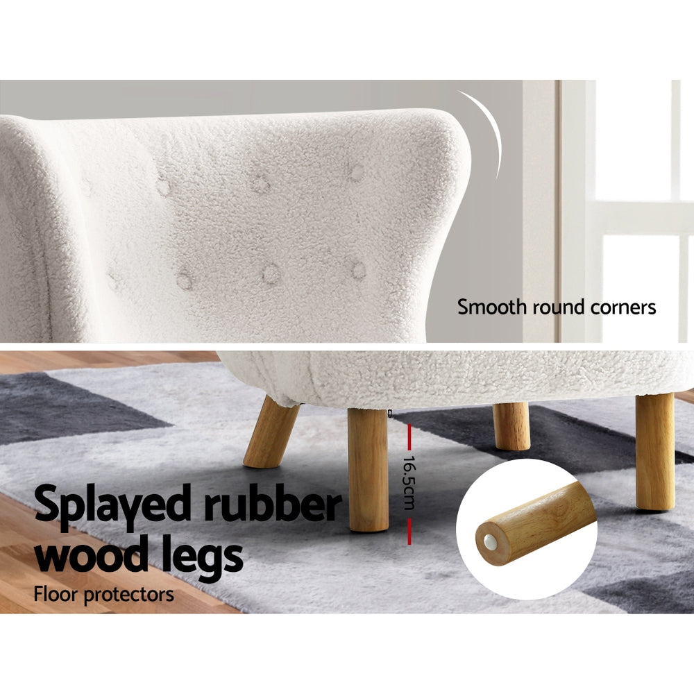 Artiss Armchair Lounge Accent Chair Armchairs Couch Chairs Sofa Bedroom White 6