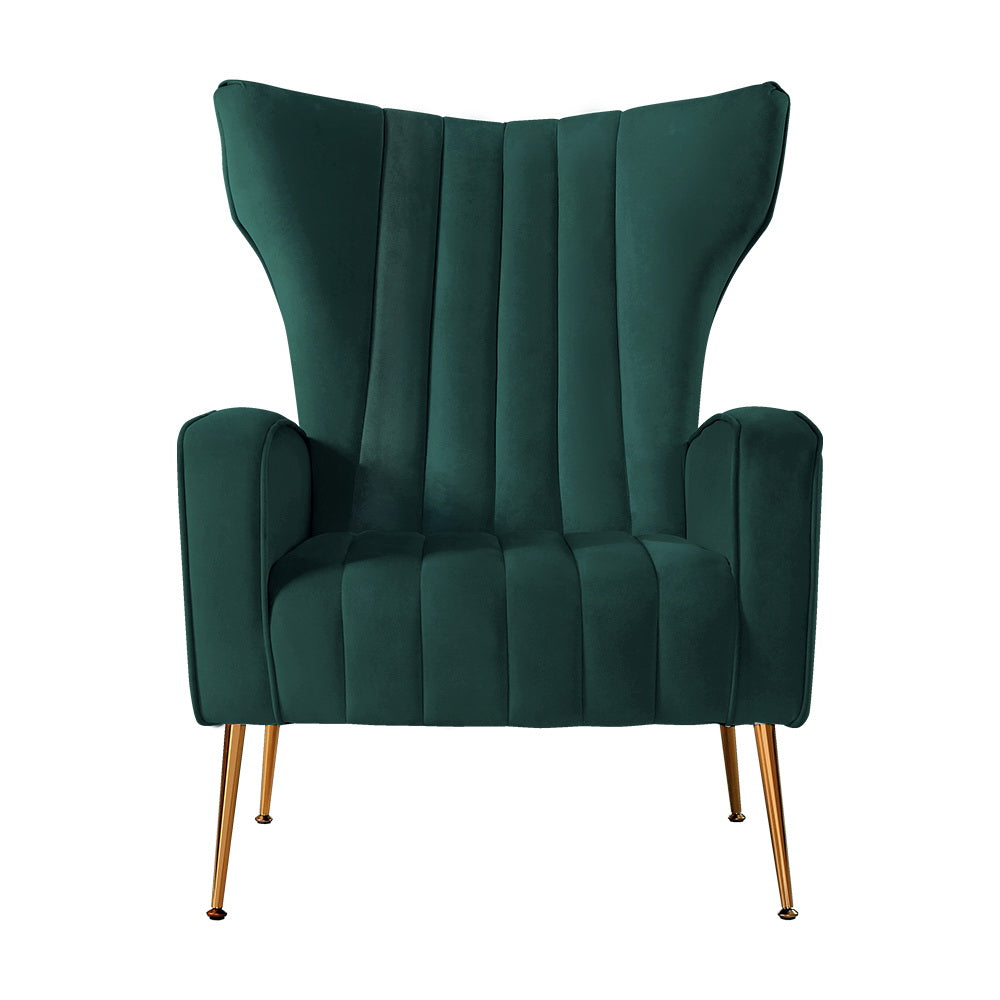Artiss Armchair Green Velvet Kate 3