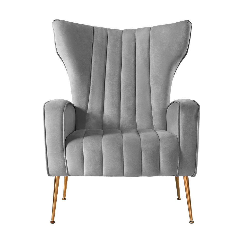 Artiss Armchair Grey Velvet Kate 3