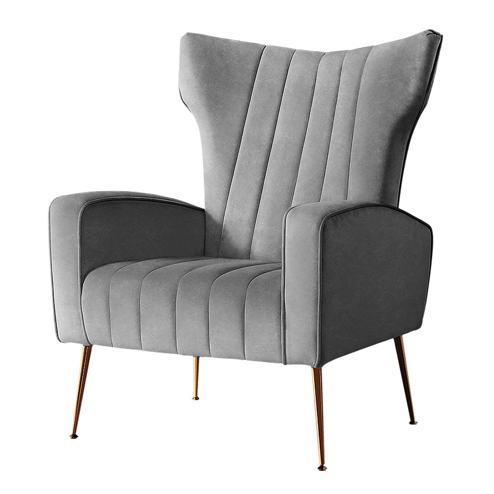Artiss Armchair Grey Velvet Kate 8
