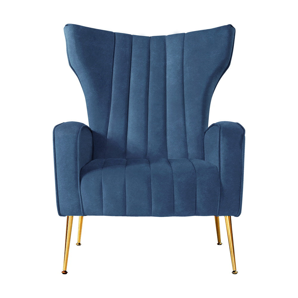 Artiss Armchair Navy Velvet Kate 3