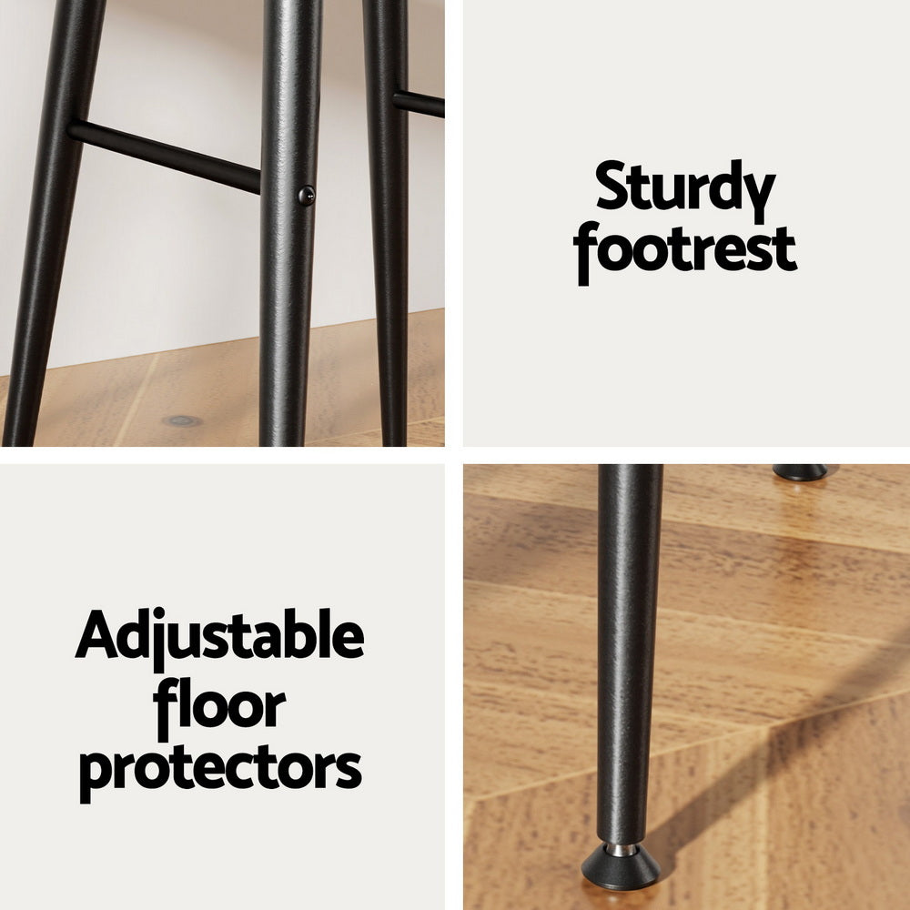 Artiss 2x Bar Stools Kitchen Dining Chairs Counter Round PU Leather Lane Brown 5