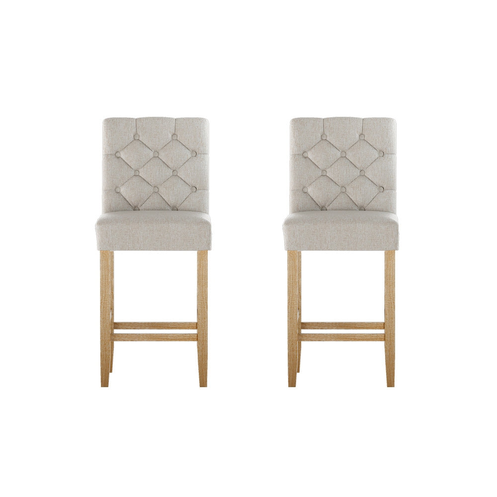 Artiss 2x Bar Stools Linen Upholstered Chairs 3
