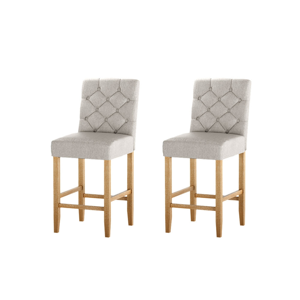 Artiss 2x Bar Stools Linen Upholstered Chairs 7