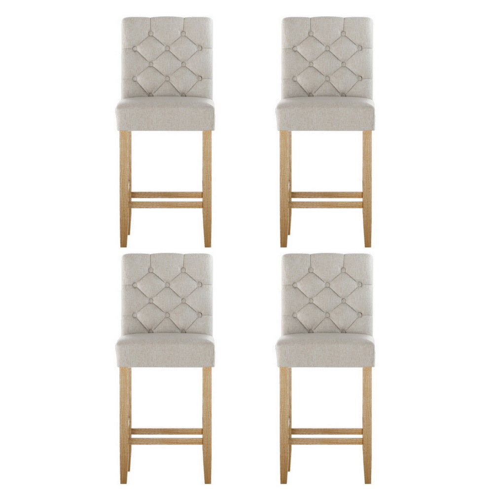 Artiss 4x Bar Stools Linen Upholstered Chairs 3