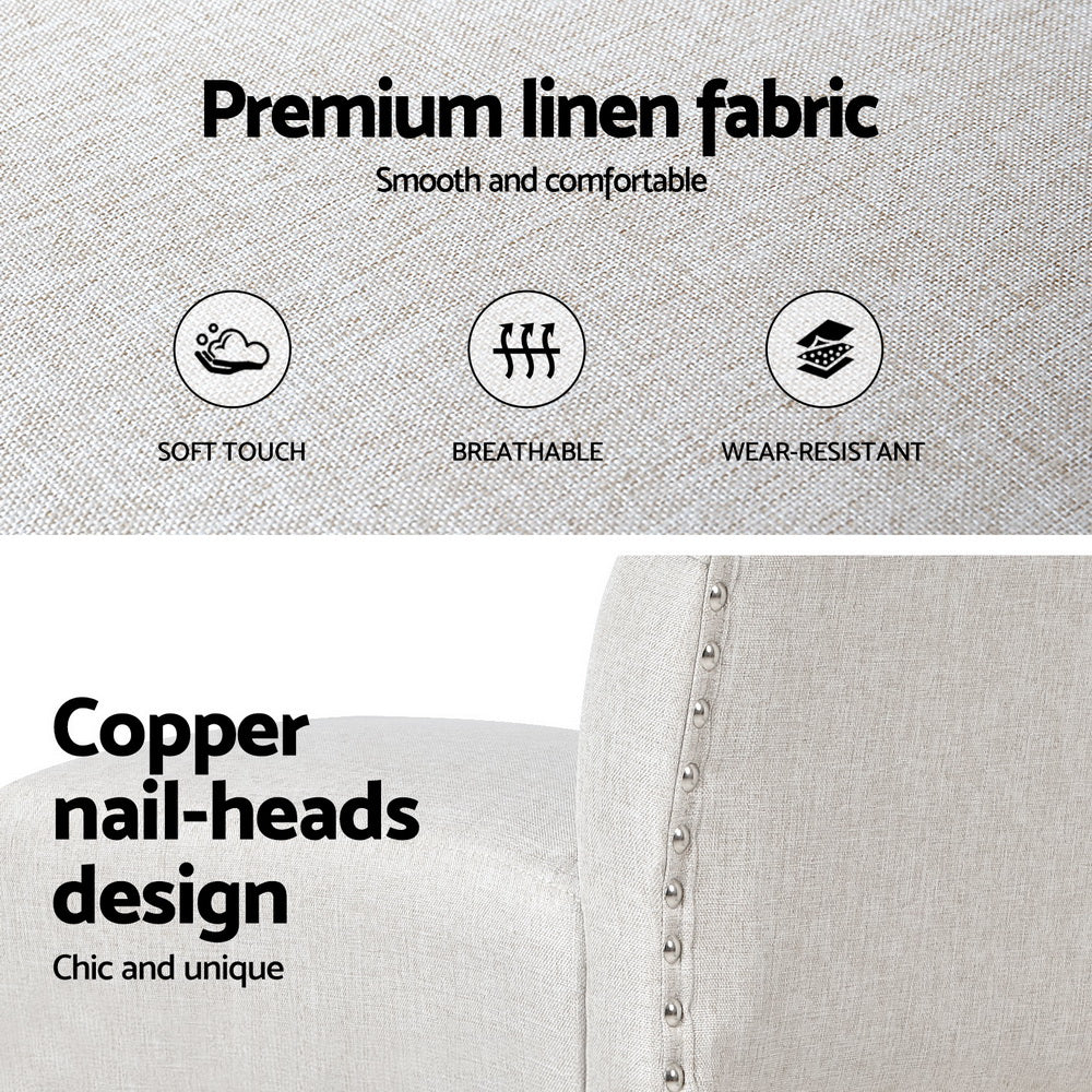 Artiss 4x Bar Stools Linen Upholstered Chairs 6