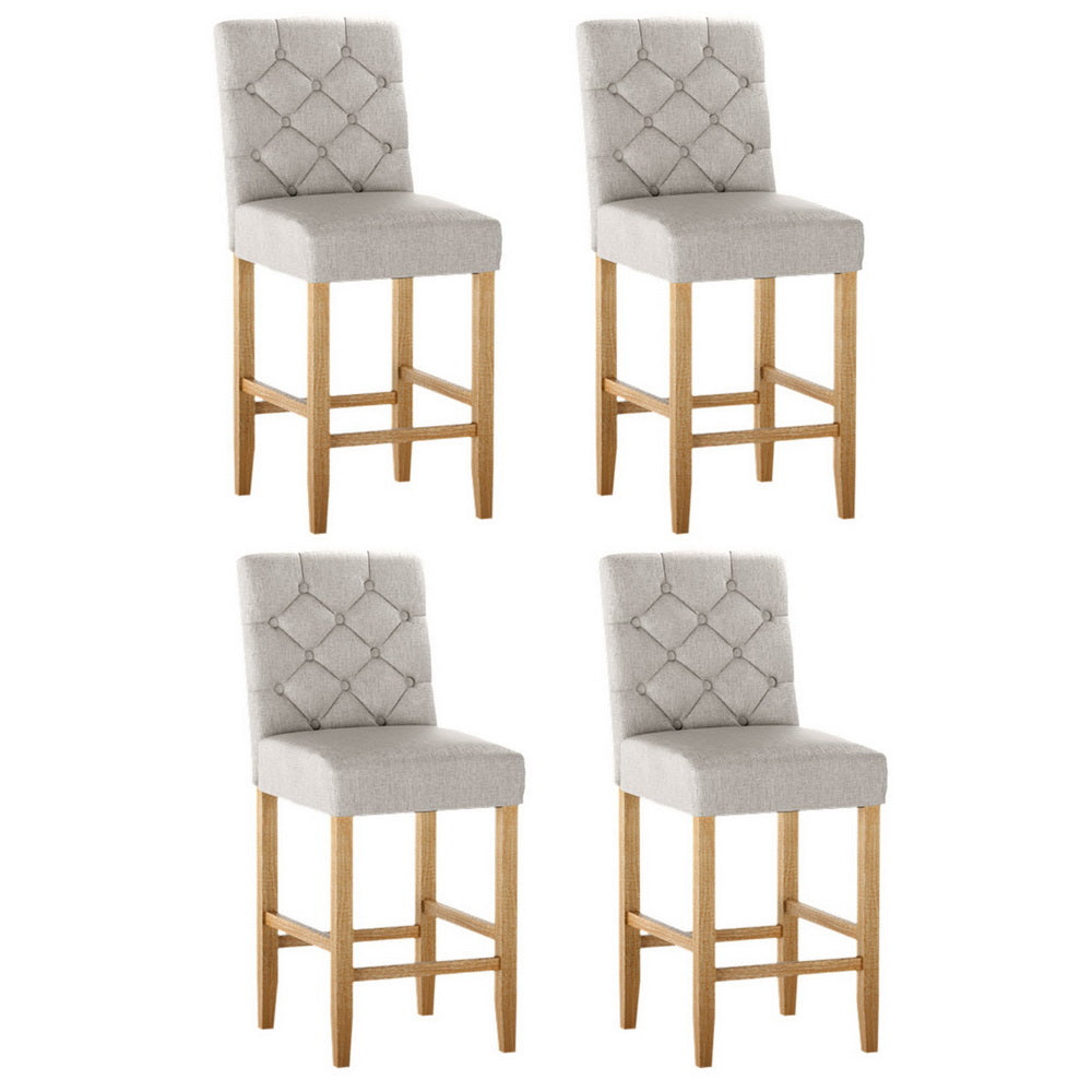Artiss 4x Bar Stools Linen Upholstered Chairs 7