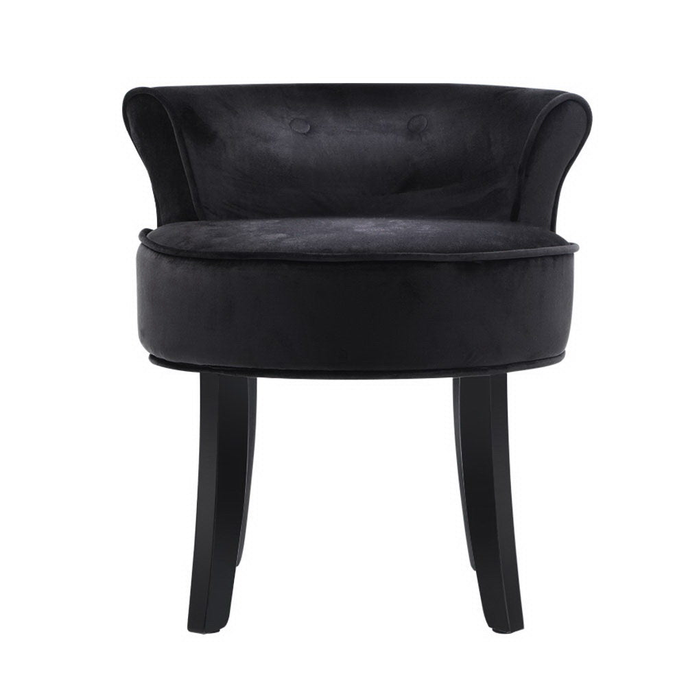 Artiss Vanity Stool Velvet Black Abella 3