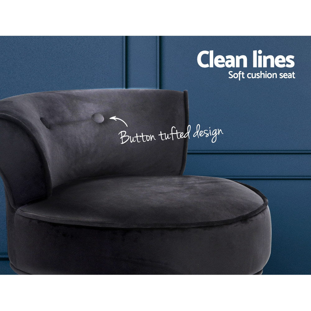 Artiss Vanity Stool Velvet Black Abella 5