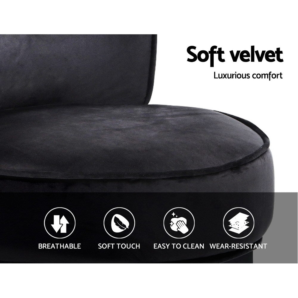 Artiss Vanity Stool Velvet Black Abella 6
