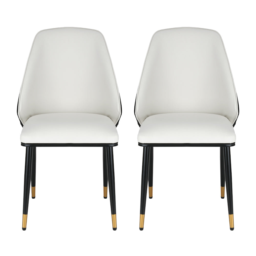 Artiss Dining Chairs Set of 2 Leather Seat Beige and Black 3