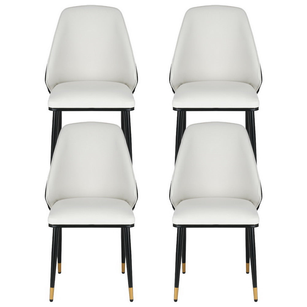 Artiss Dining Chairs Set of 4 Leather Seat Beige and Black 3