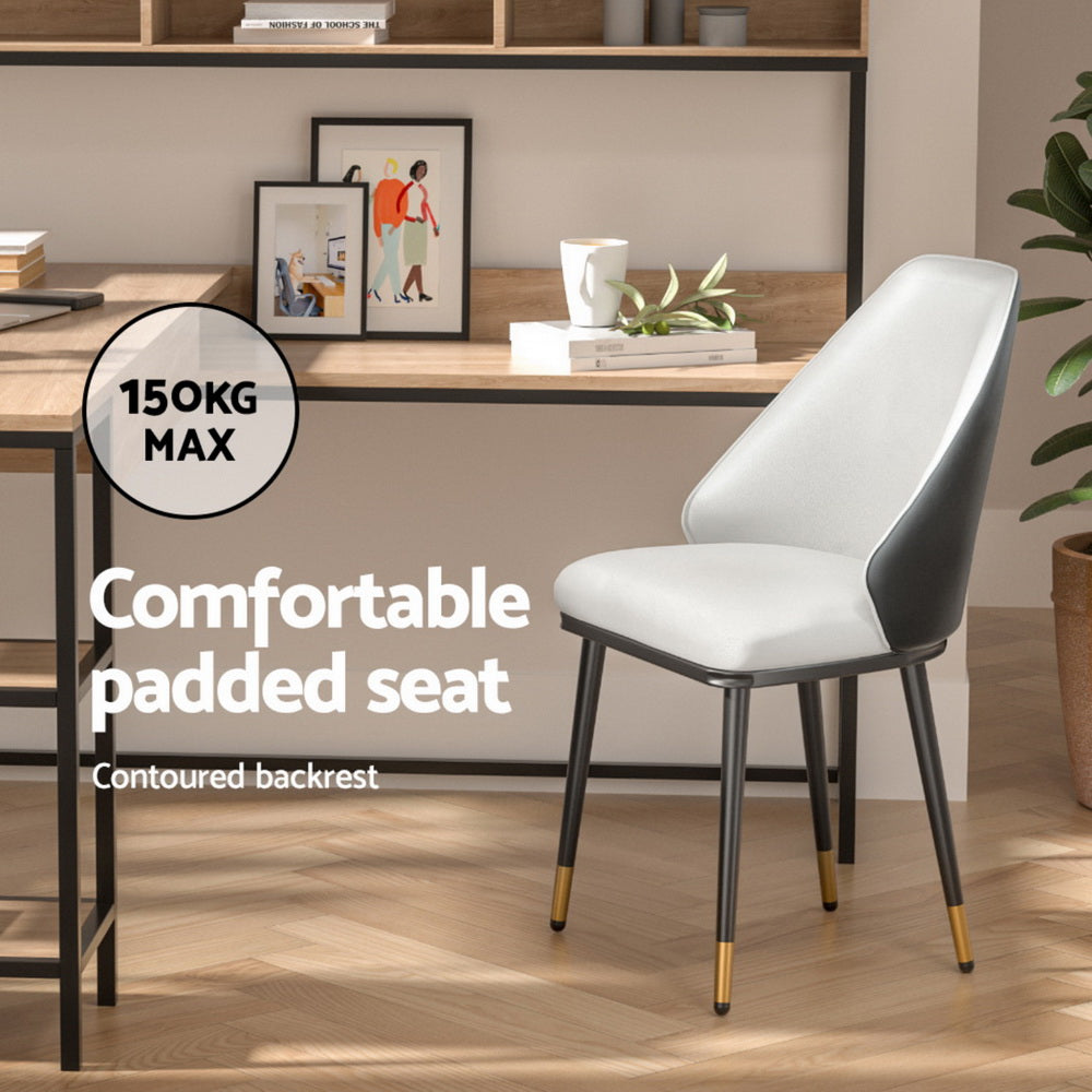 Artiss Dining Chairs Set of 4 Leather Seat Beige and Black 5