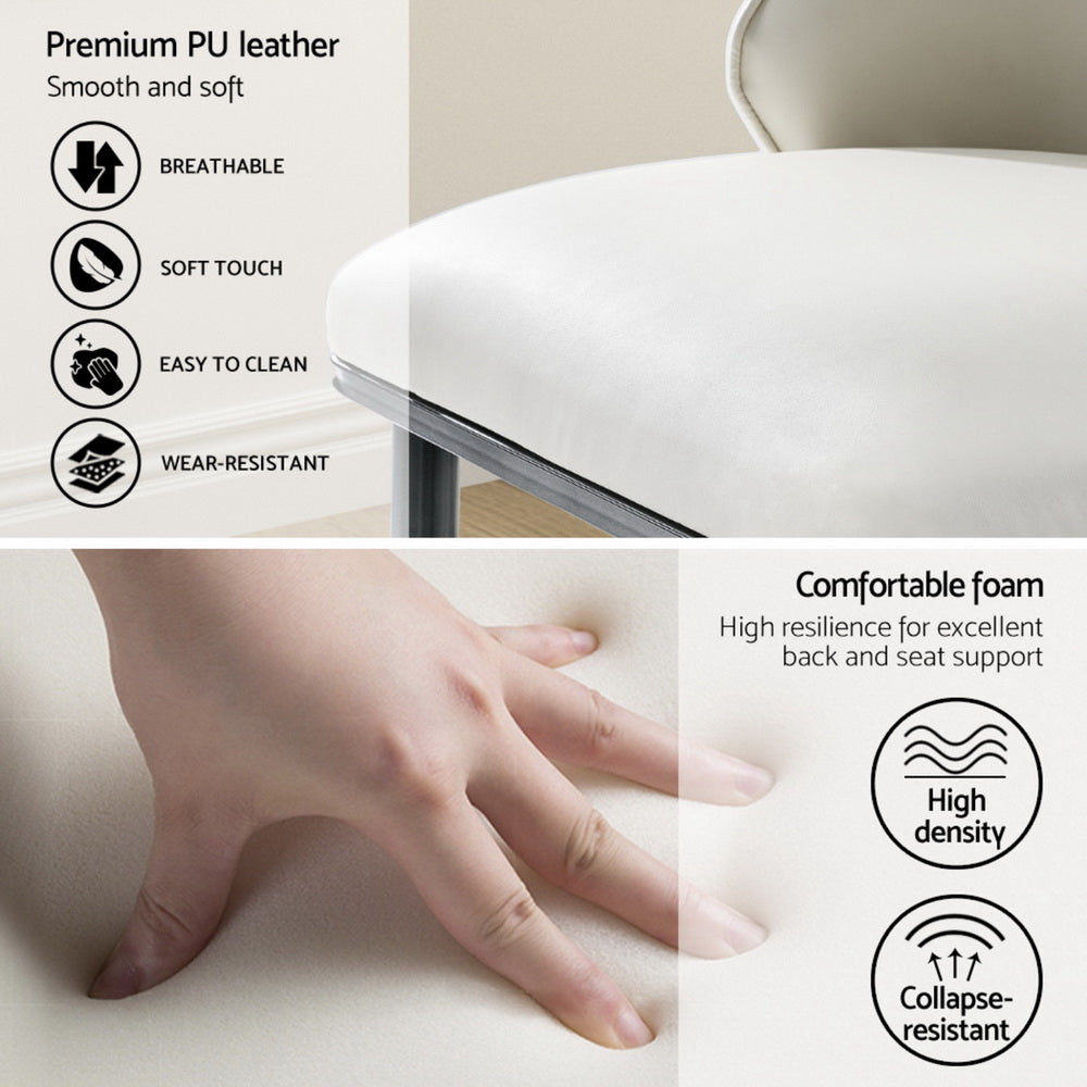 Artiss Dining Chairs Set of 4 Leather Seat Beige and Black 6