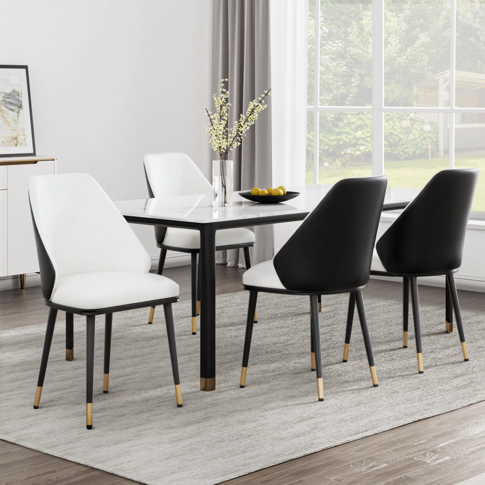 Artiss Dining Chairs Set of 4 Leather Seat Beige and Black 7
