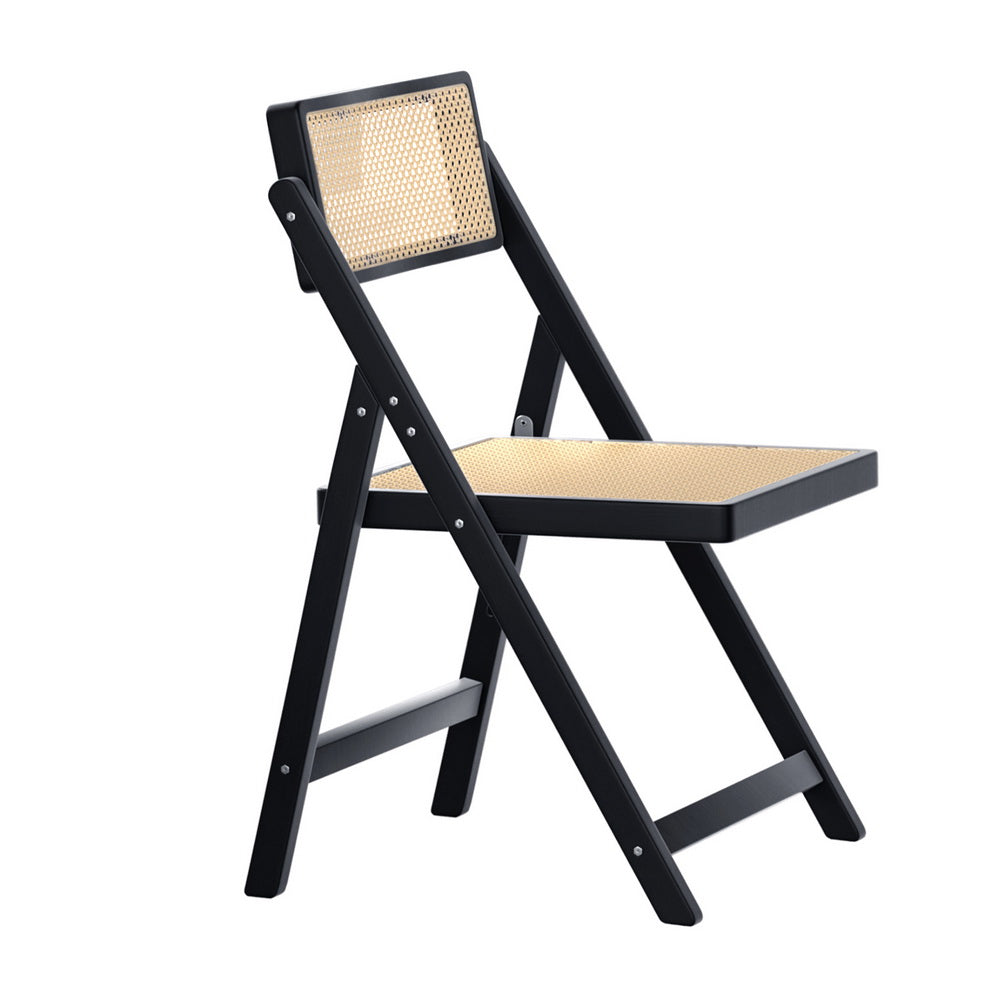 Artiss Dining Chair Wooden Rattan Foldable Black 7