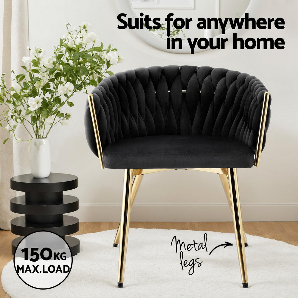 1 Set of 4 Artiss Dining Chairs Velvet Armchair Black 5