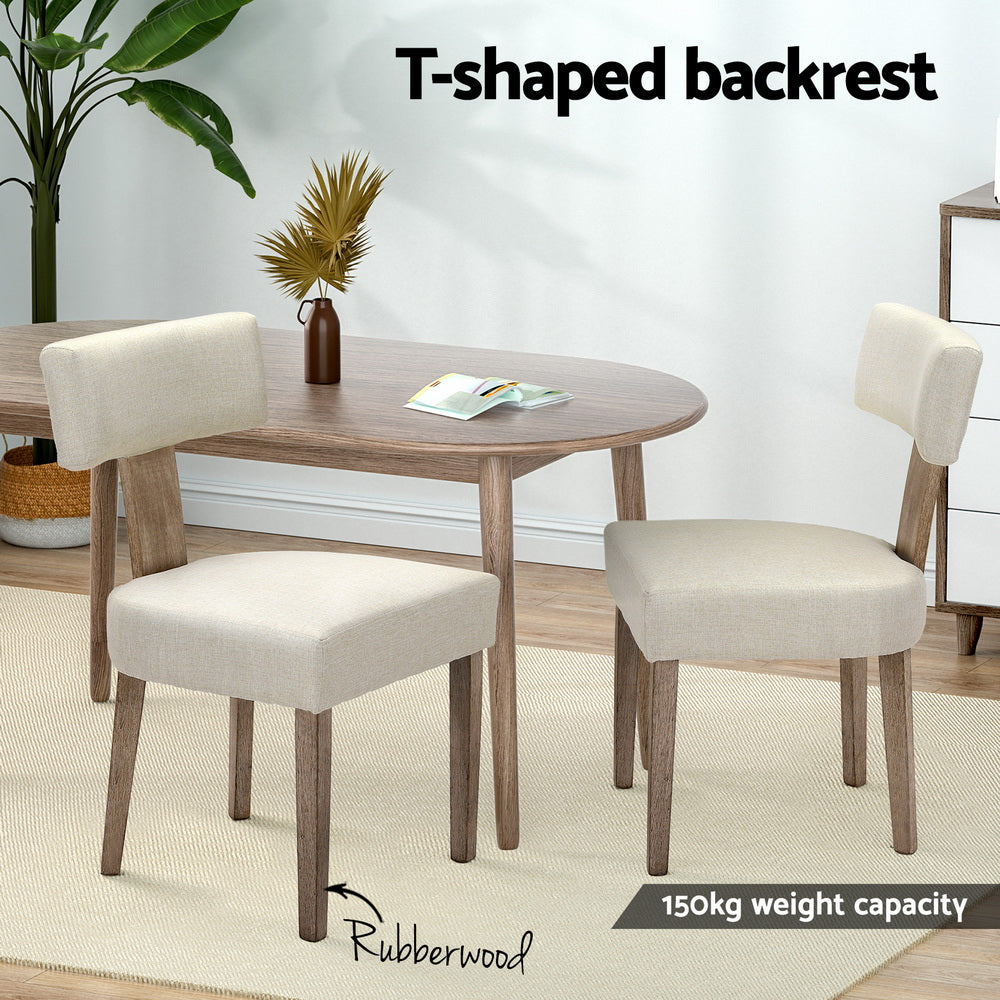 Artiss Dining Chairs Set of 4 Linen Fabric Wooden Beige 4
