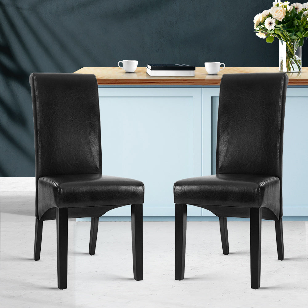 Artiss Dining Chairs Set of 2 Leather Parsons Chair Black 8
