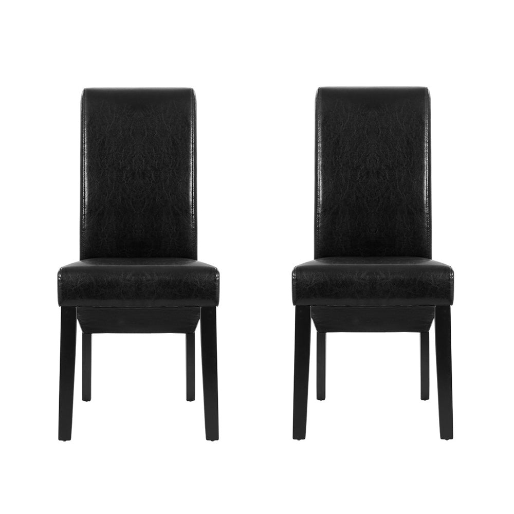 Artiss Dining Chairs Set of 2 Leather Parsons Chair Black 3