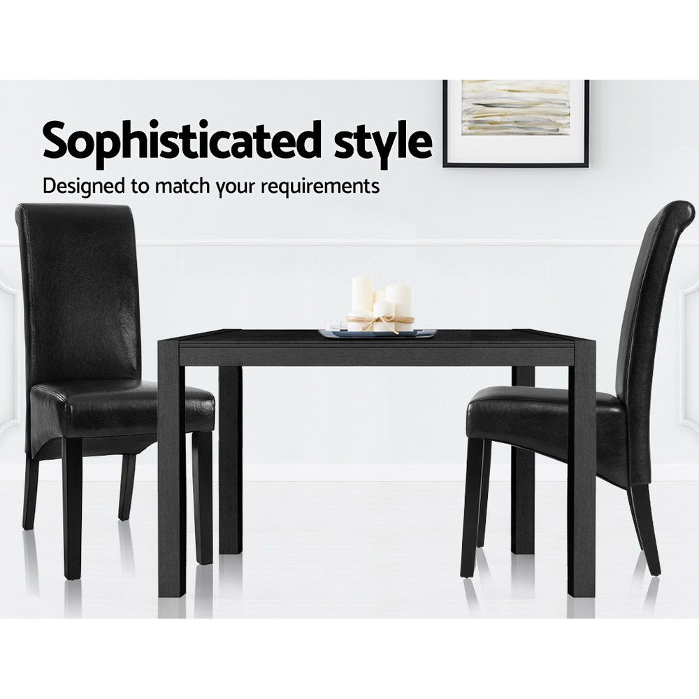 Artiss Dining Chairs Set of 2 Leather Parsons Chair Black 5