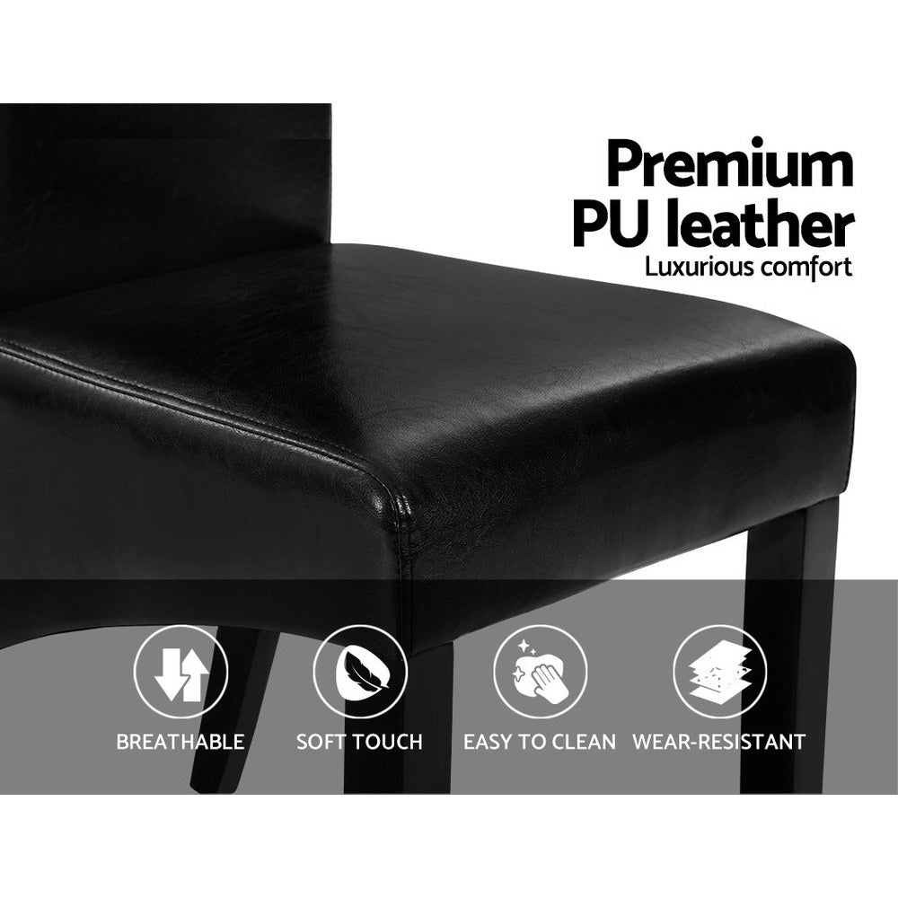 Artiss Dining Chairs Set of 2 Leather Parsons Chair Black 6