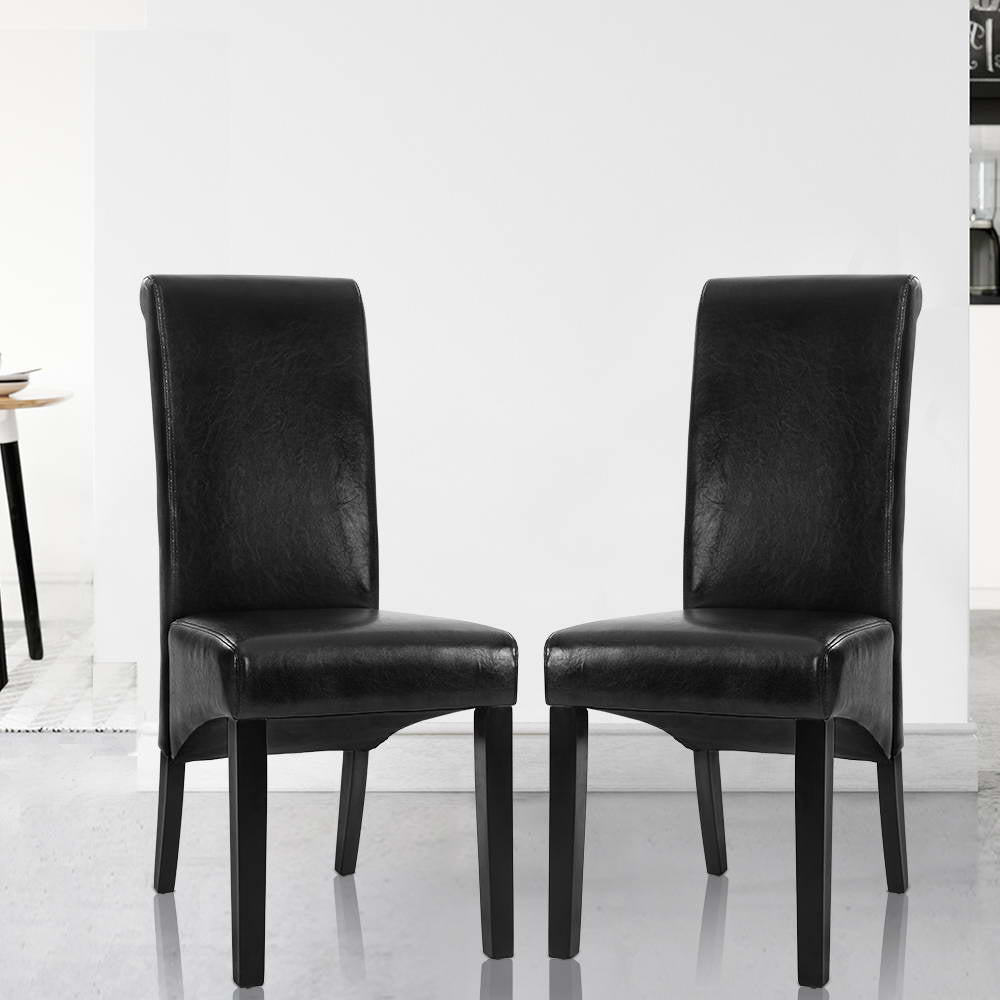 Artiss Dining Chairs Set of 2 Leather Parsons Chair Black 7