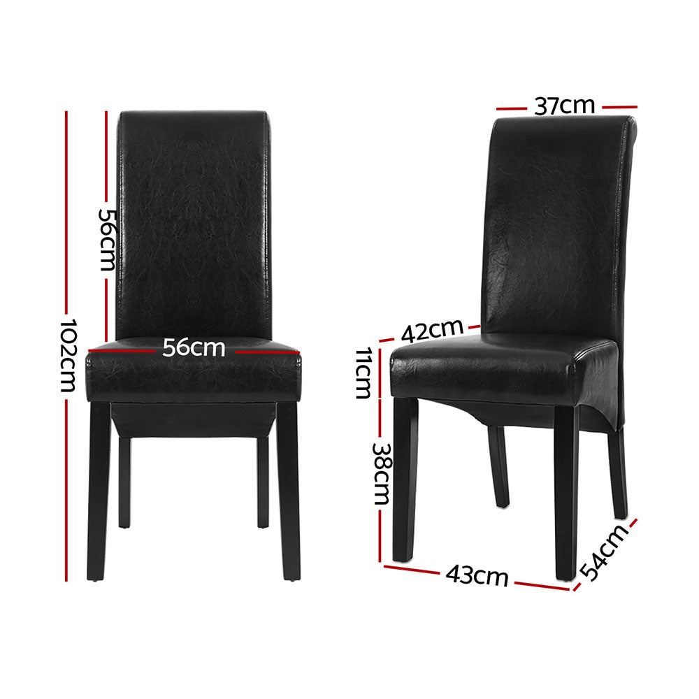Artiss Dining Chairs Set of 2 Leather Parsons Chair Black