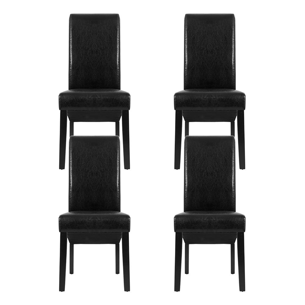 Artiss Dining Chairs Set of 2 Leather Parsons Chair Black 3