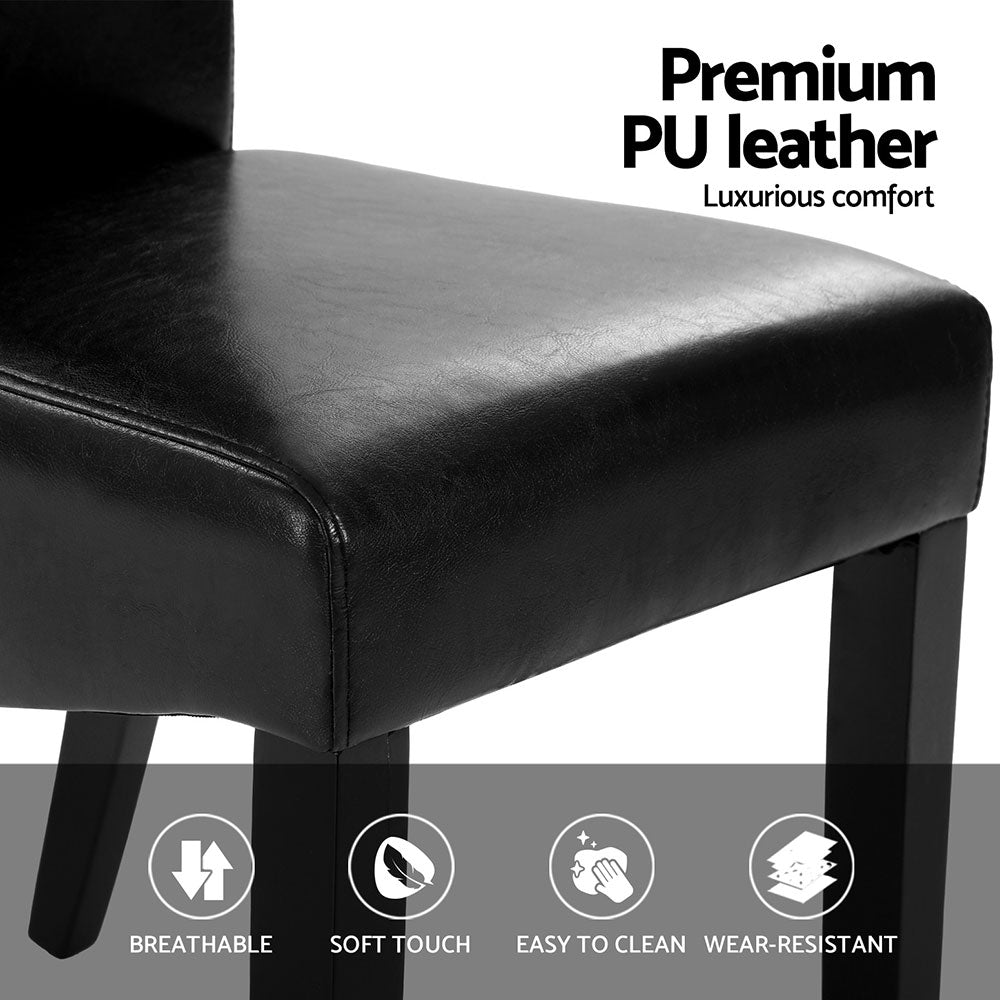 Artiss Dining Chairs Set of 2 Leather Parsons Chair Black 6