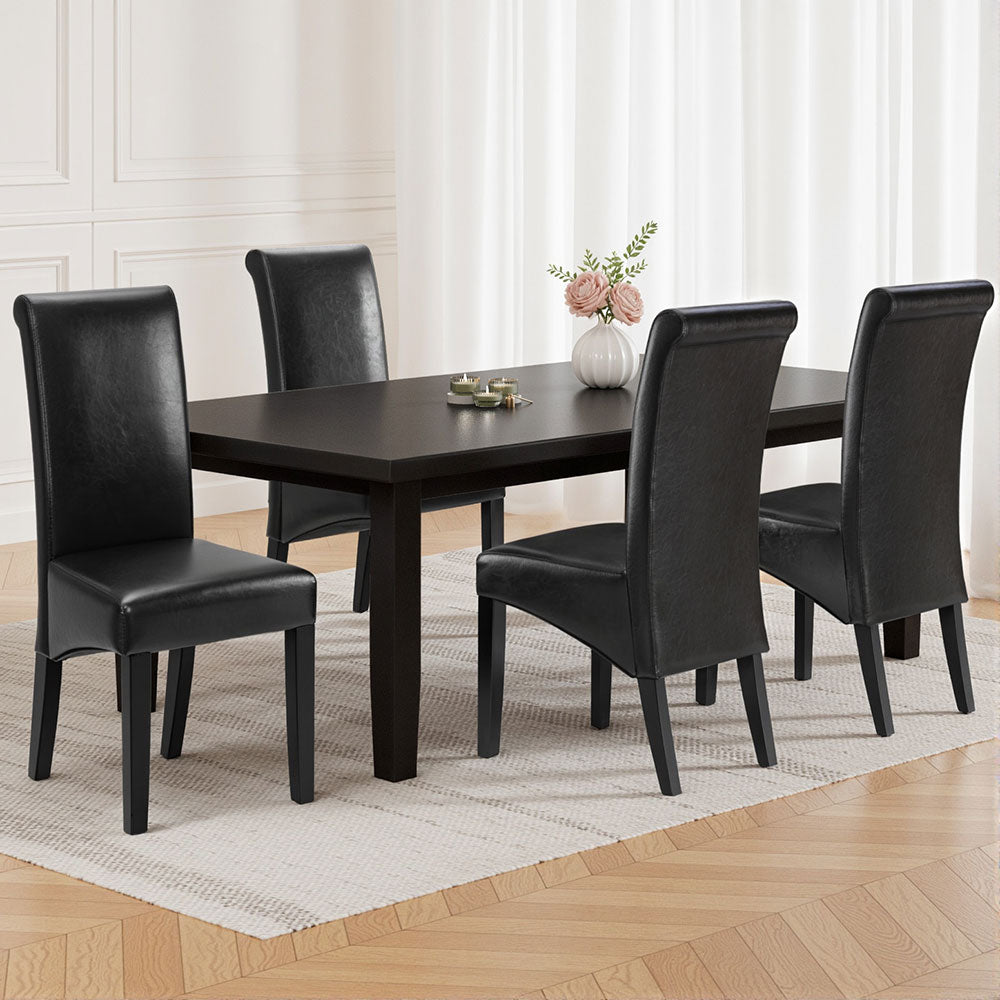 Artiss Dining Chairs Set of 2 Leather Parsons Chair Black 7