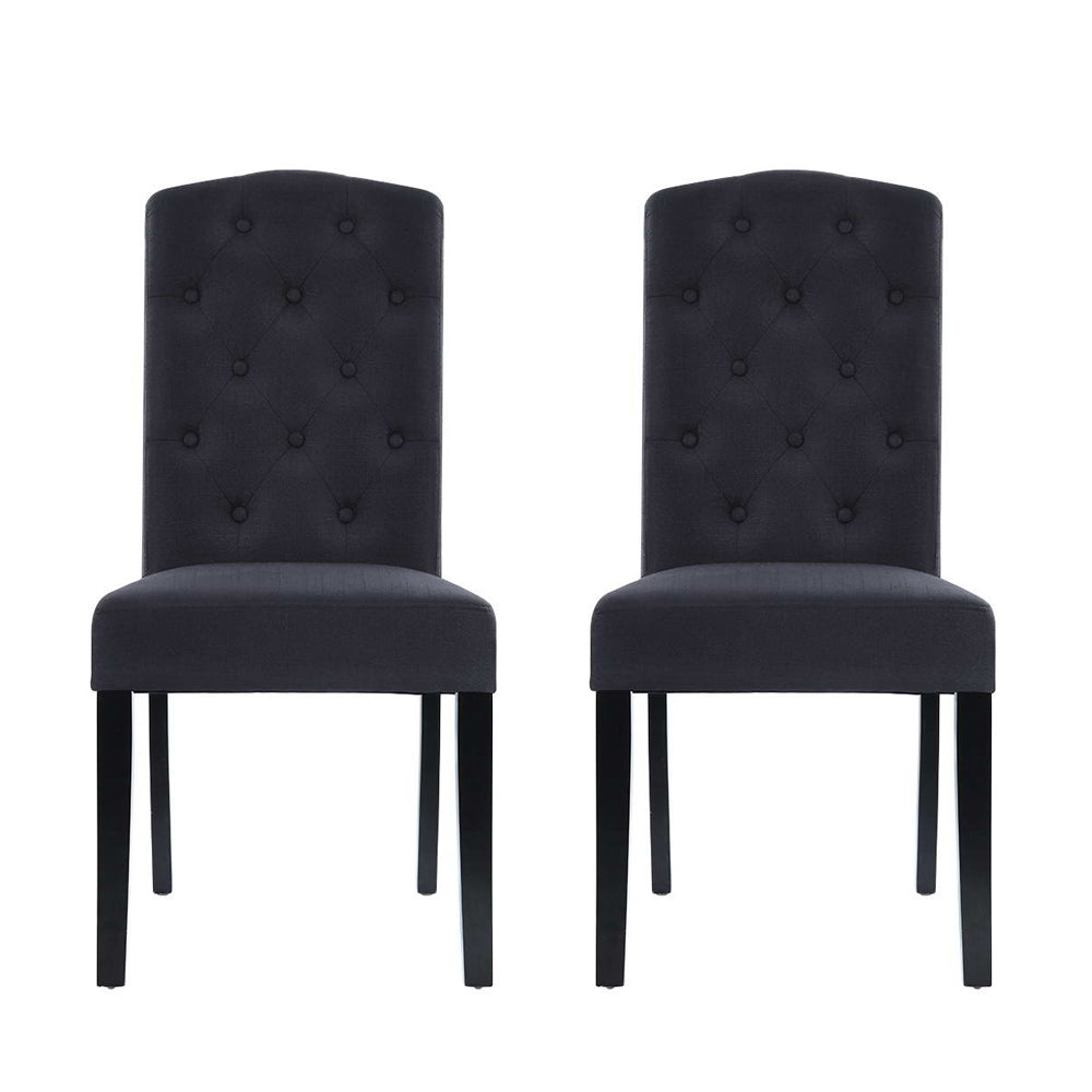Artiss Dining Chairs Set of 2 Linen Parsons Chair Dark Grey 3