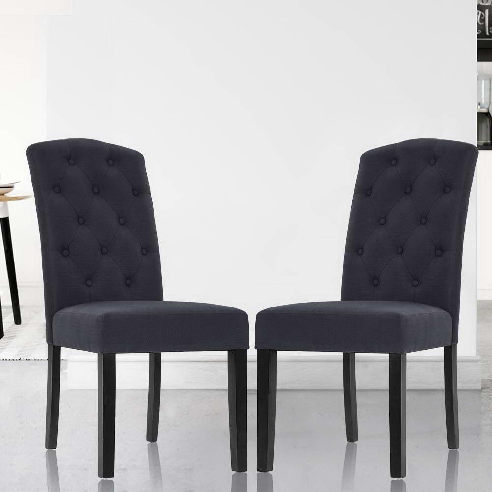 Artiss Dining Chairs Set of 2 Linen Parsons Chair Dark Grey 7