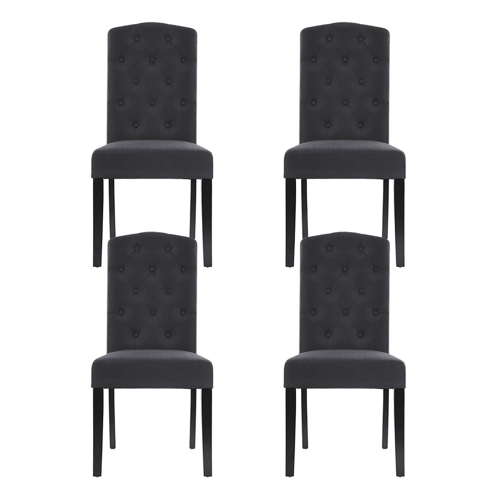Artiss Dining Chairs Set of 4 Linen Parsons Chair Dark Grey 3