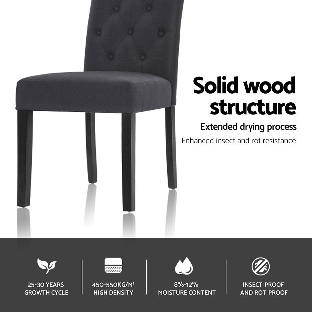 Artiss Dining Chairs Set of 4 Linen Parsons Chair Dark Grey 5