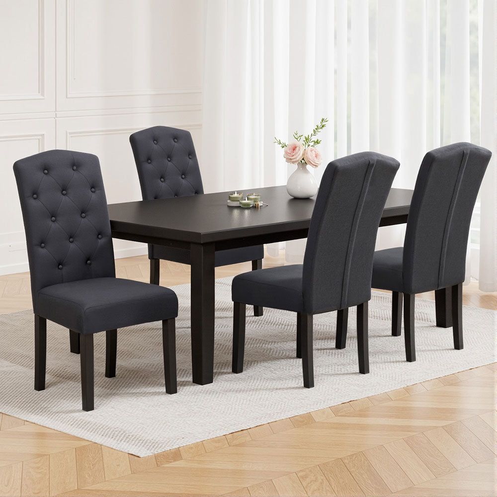 Artiss Dining Chairs Set of 4 Linen Parsons Chair Dark Grey 7