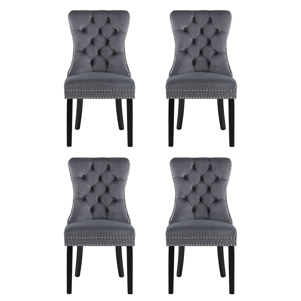 1 Set of 4 Artiss Dining Chairs Grey Velvet 3
