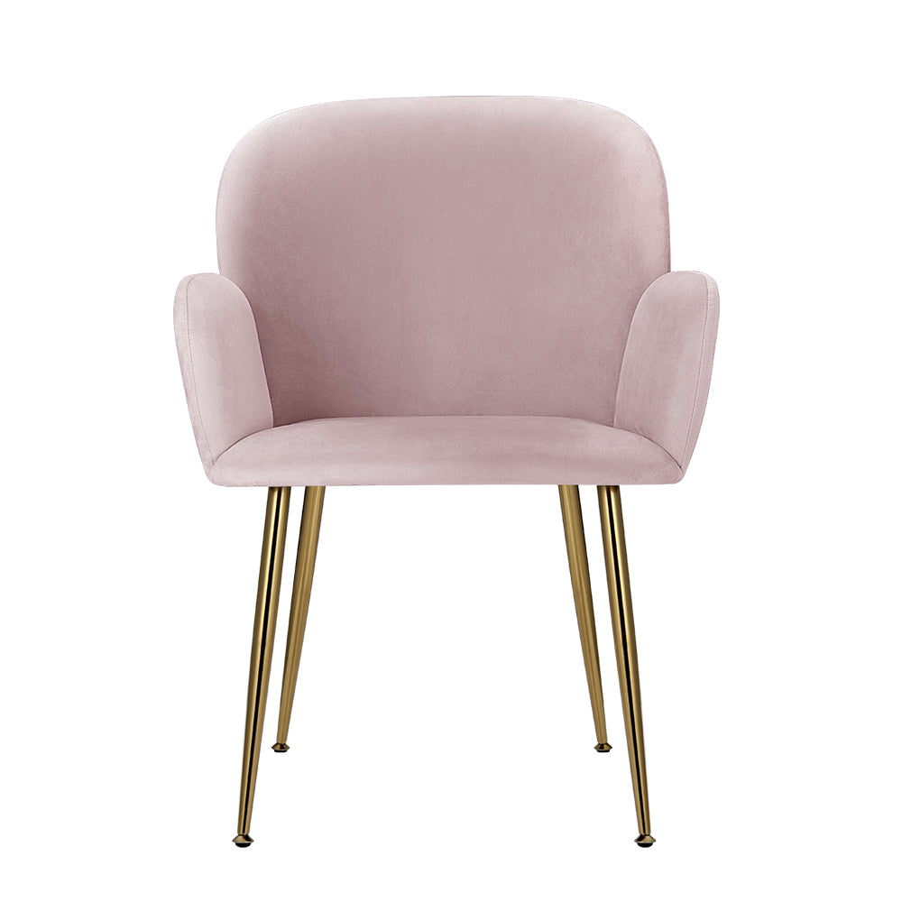 Artiss Dining Chairs Set of 2 Velvet Armchair Pink 3